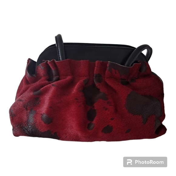 Carlo Pulicati cowhide leather handbag shoulder bag red & black Made in … - Picture 6 of 14